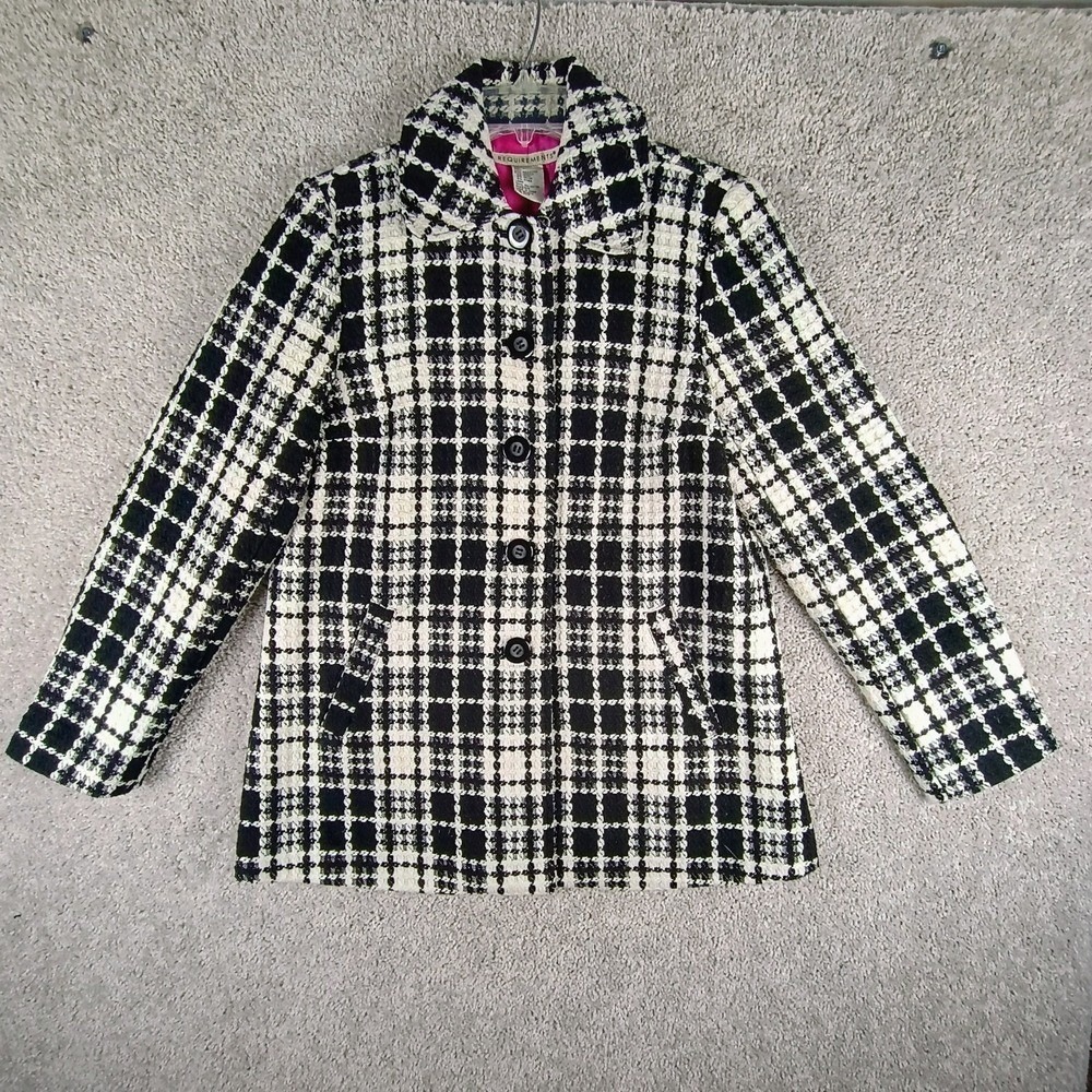 Requirements Plaid Tweed Coat Jacket Womens 8 Preppy Y2K Old Money Preppy - Picture 1 of 11